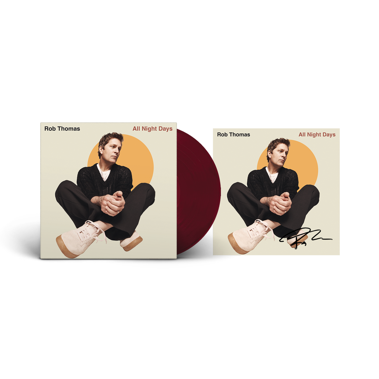 All Night Days “Late Night Red Wine” translucent grape LP + signed 11x11” art card