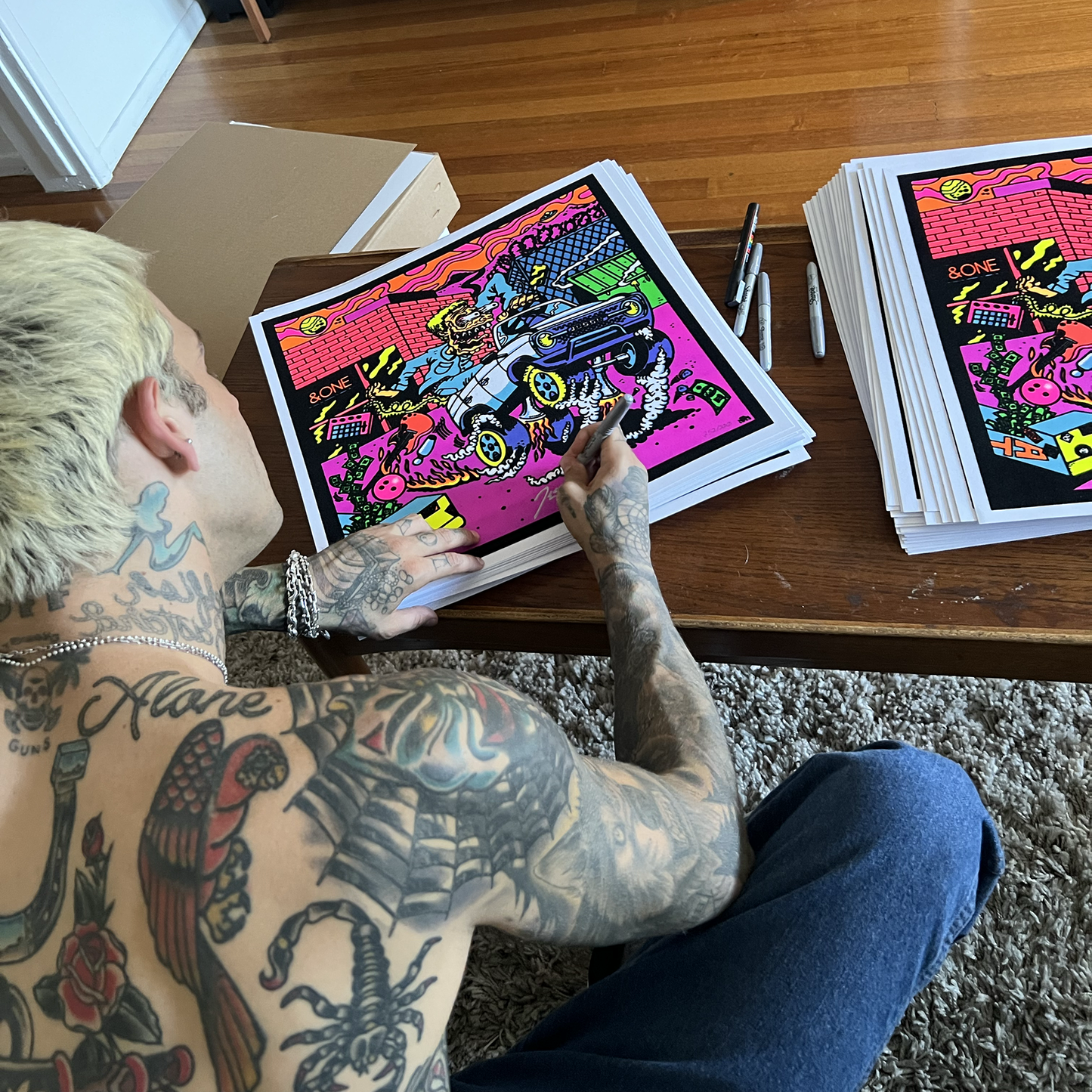 SIGNED &ONE BLACKLIGHT POSTER